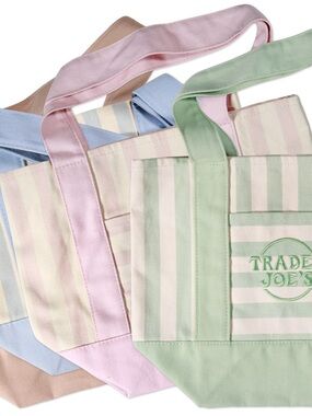 Trader Joe’s Striped Mini Canvas Tote Bag Pink